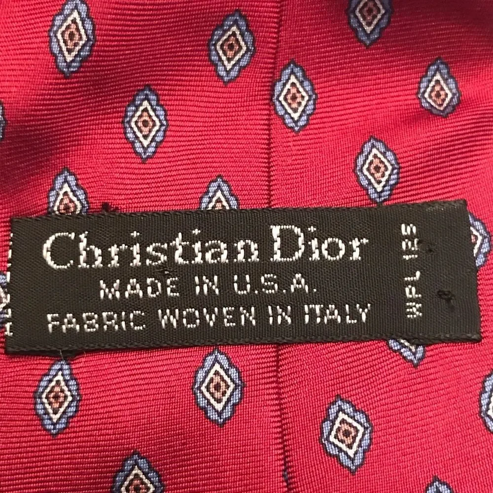 Vintage Christian Dior Tie, Red, Blue